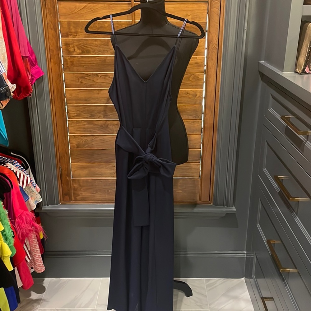 Navy blue wide leg jumpsuit